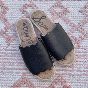 Black Sam Edelman Andy Espadrille Slide Sandals 6.5